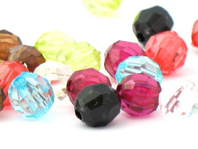 Koraliki Akrylowe Kryształki Szlifowane Kula Mix Kolorów 12mm 30g 44szt
