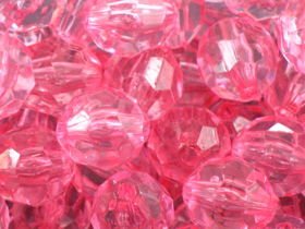 Koraliki Akrylowe Kryształki Szlifowane Kula Różowy 16mm 30g 15szt