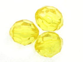 Koraliki Akrylowe Kryształki Szlifowane Kula Żółty 16mm 4szt