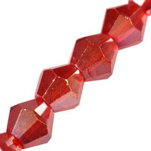 Koraliki Bicone Kryształki Szklane Szlifowane Czerwony AB 6x6mm 19cm ~33szt