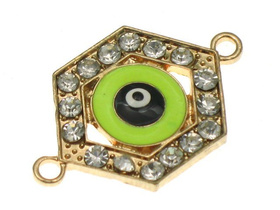 Łącznik do Shamballa Disco Sześciokąt KC Gold Żółty 22x35mm 1 szt
