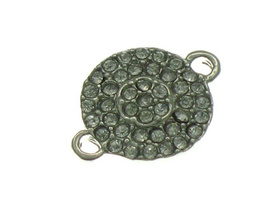 Łącznik do Shamballa z Cyrkoniami Moneta Srebrny Oksydowany 17x13mm 1szt