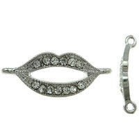 Łącznik do Shamballa z Cyrkoniami Usta Srebrny Platynowy 26x10mm 1szt