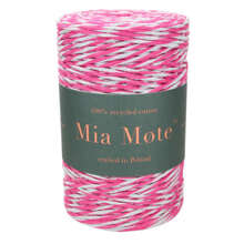 Mia Mote™ Classic Line Sznurek bawełniany skręcany do makramy 2mm radiant orchid + basalt grit