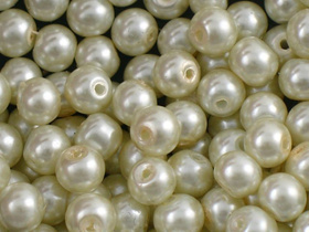 Perła Perły Perełki Szklane Woskowane Kremowy 6mm ~20cm ~33szt