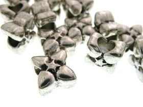 Przekładka Metalowa Modułowa Beads z Dużym Otworem Gwiazdka Platyna 10x7mm 4szt