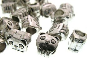 Przekładka Metalowa Modułowa Beads z Dużym Otworem Miś Panda Platyna 10x9mm 1szt