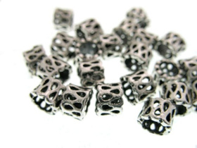 Przekładka Metalowa Modułowa Beads z Dużym Otworem Siatka Platyna 5x6mm 4szt