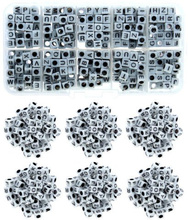 Zestaw Kreatywny Koralików do Rękodzieła Biżuterii Koraliki Akrylowe Literki 6x6mm + ORGANIZER 